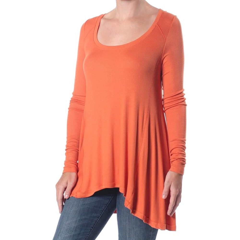 Free People Women's High Low Tunic Ribbed Knit Top Orange Free People Maternity